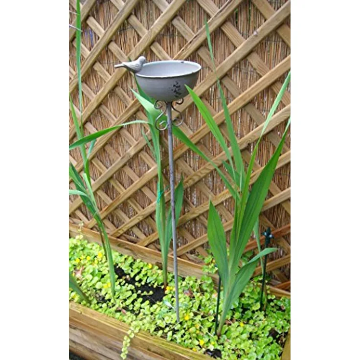 Vogeltränke auf Stab, Futterstelle, Gartenstab, Gartenstecker, Eisen