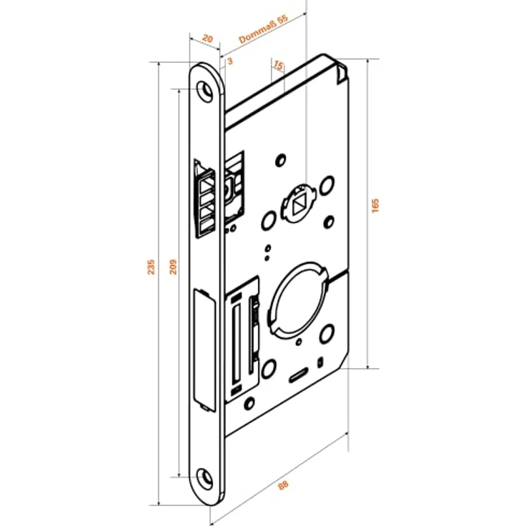 WIR elektronik eSCH320, elektronisches Einsteckschloss mit Schräg-/Magnetfalle, Panikfunktion, Hotel-/Büromodus, für bis zu 97 RFID-Transponder – Bild 3