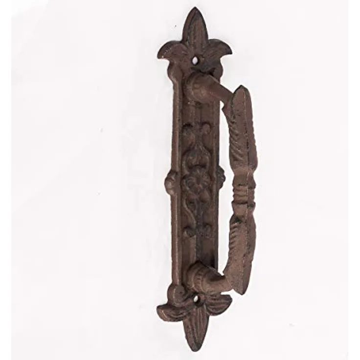 Antikas | Griff für Stalltüren und Tore | Verzierter und Filigraner Eisengriff | 23,5 x 6,4 cm