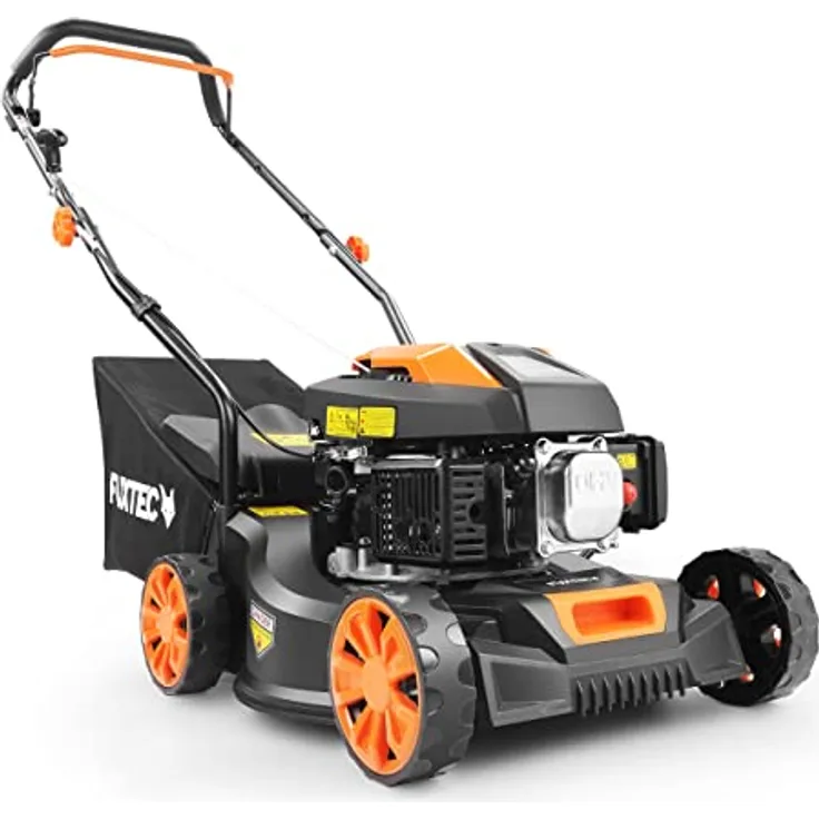 FUXTEC Benzin Rasenmäher FX-RM4180 1,8PS / 1,3kW | Gewicht nur 18kg | 40cm Schnittbreite & 3-stufige Schnitthöhenverstellung 25-55mm | 80ccm 4-Takt Mäher – Inkl. 45L Grasfangkorb