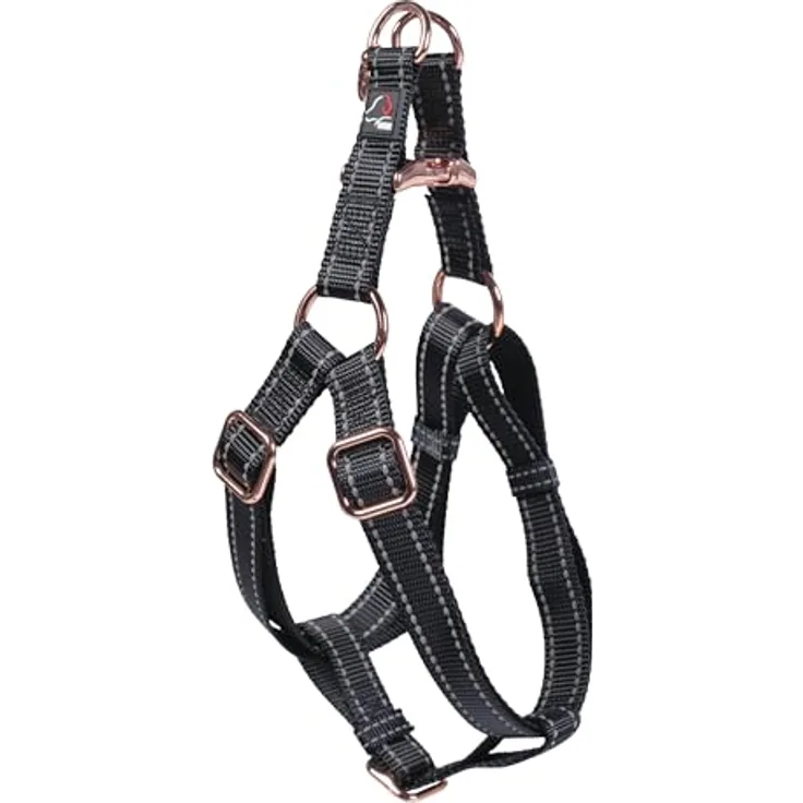 HKM ANAM Cara Hundegeschirr, Schwarz/Rosegold, super weich und bequem, Größe S