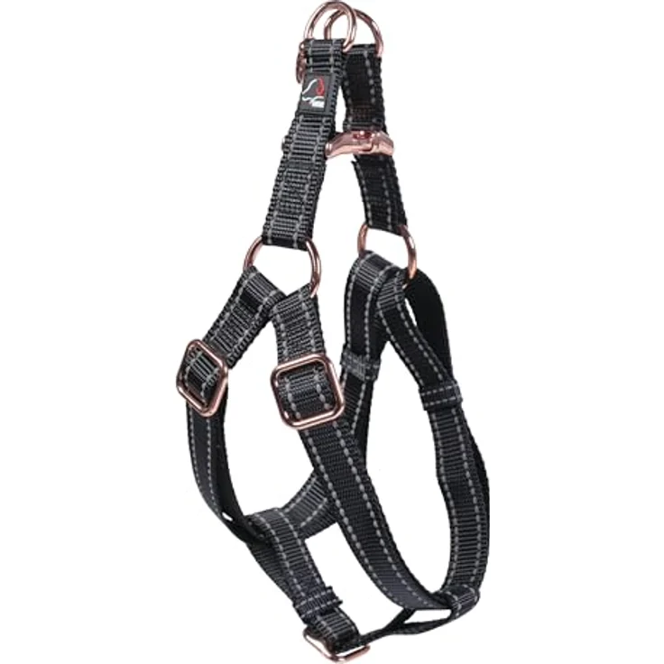 HKM ANAM Cara Hundegeschirr, Schwarz/Rosegold, super weich und bequem, Größe S