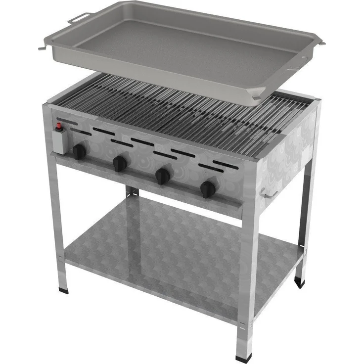 ChattenGlut Gasgrill Gastrobräter 14,7kW mit Rost und Pfanne, Edelstahl-Design – Bild 1