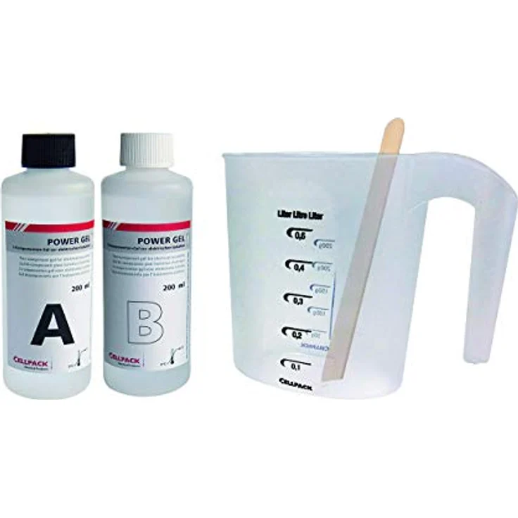 CellPack Power-Gel, elastisches Klebeband 1000ml transparent, IP 68, ungiftig und halogenfrei, komplett mit Mischbecher und Spatel – Bild 1