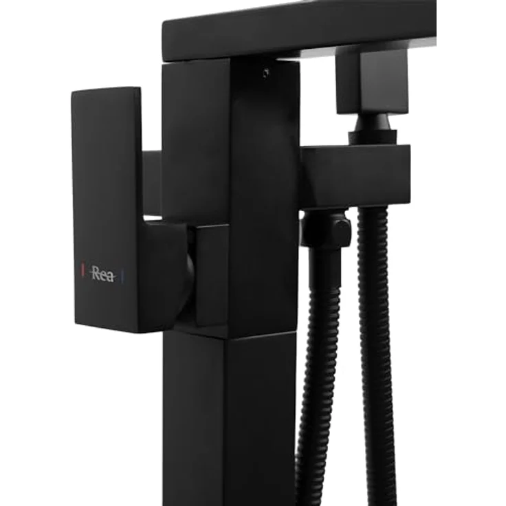 Rea TERY Freistehende Badewannenarmatur, Einhebel Mischbatterie mit Handbrause, schwarz, aus Messing, Wasserhahnhöhe 885 mm, Auslaufreichweite 200 mm – Bild 4