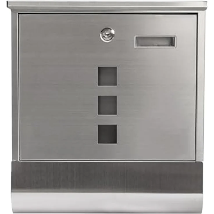 HTI-Living Briefkasten Amin, Edelstahl mit Zeitungsrolle und Sichtfenster, Wandmontage, Maße B/H/T 30,5 x 33,5 x 9,6 cm – Bild 1