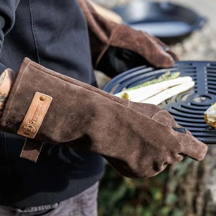 Petromax Grillhandschuhe, Rauleder, braun, hitzebeständig bis 250°C mit Kevlar®-Lage – Bild 5