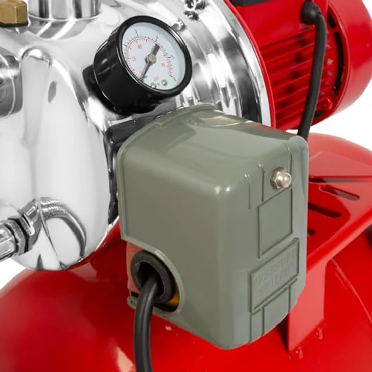 EBERTH DW26-HWW750/24 Hauswasserwerk, 3600 L/h Förderleistung, 750W Pumpe mit Druckschalter für Automatikbetrieb, 9 m Ansaughöhe, Edelstahl und lackiertes Aluminium – Bild 8