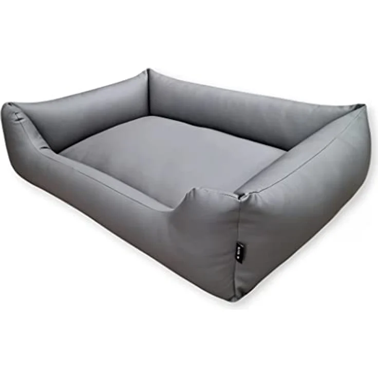 4L Textil Mario Wasserfestes Hundebett Kunstleder Hundekorb aus Kunstleder (100x70 cm, Grau) - Robust, wasserabweisend, leicht zu reinigen – Bild 2