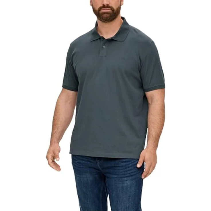 s.Oliver Poloshirt mit Logostickerei, Baumwolle, hüftlang, Rundhalsausschnitt, Jerseystoff (schwarz) – Bild 9