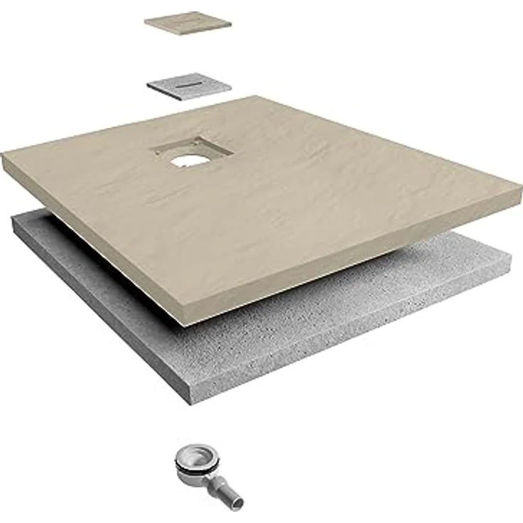Schulte Duschwanne Mineralguss flach sand quadratisch 100 x 100 x 4 cm – Bild 3