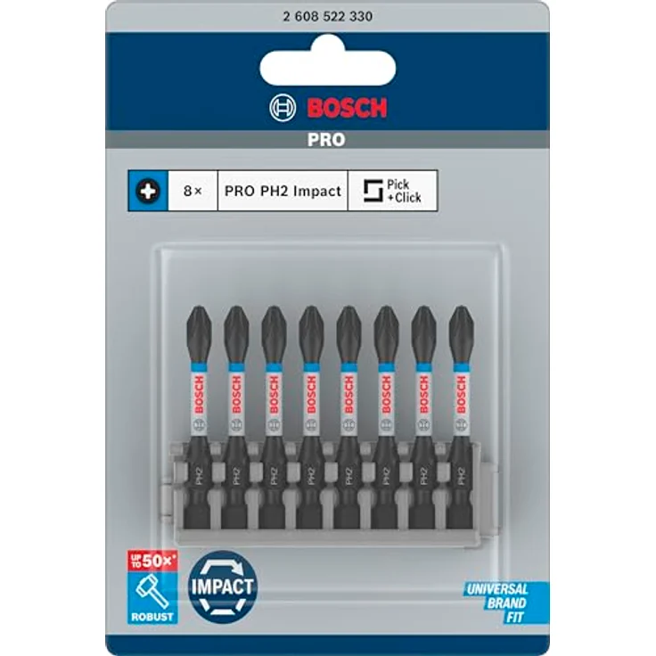 Bosch Professional 8tlg. Schrauber Bit Set Kreuzschlitz (Impact Control, PH2 Bits, Länge 50 mm, Pick and Click) – Bild 3