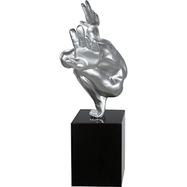 Casablanca modernes Design GILDE Skulptur Cliffhanger Kunstharz, Marmor silberfarben 52364, Höhe 45 cm – Bild 4
