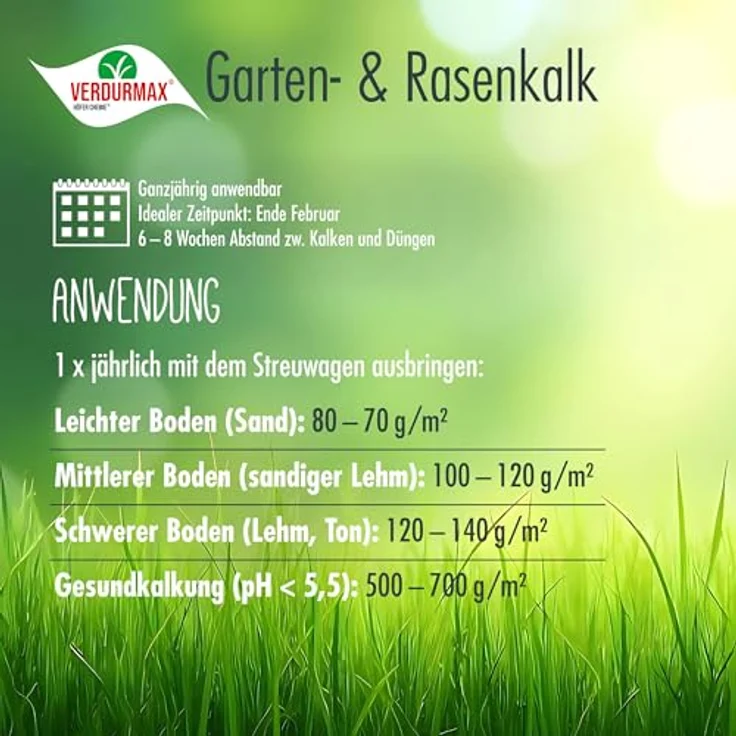 Höfer Chemie 15 kg Garten- und Rasenkalk, Effektive Moos- & Unkrautkontrolle, sattgrünes Ergebnis – Bild 3