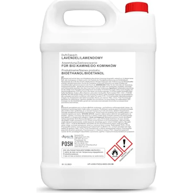 DTP-SOFT 4x5 Liter Bioethanol Premium 100% fürAlkohol für Kamin (LAVENDELDUFT, 20L) - Nachhaltige Produktion, Effiziente Verbrennung, Geprüfte Sicherheit, Frei von schädlichen Emissionen – Bild 4
