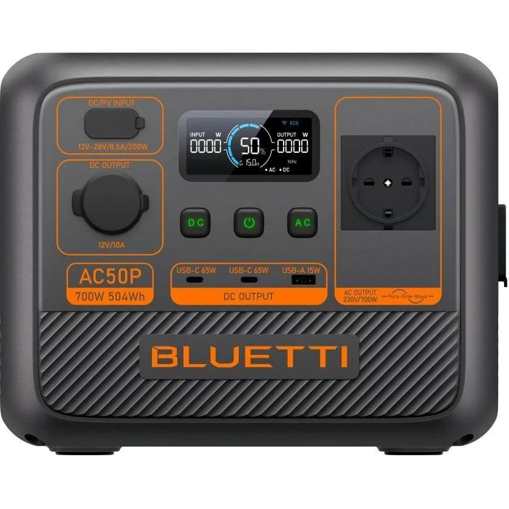Bluetti AC50P, tragbare Power Station mit 504Wh Kapazität, 700W Leistung, Schnellladung und UPS-Funktion