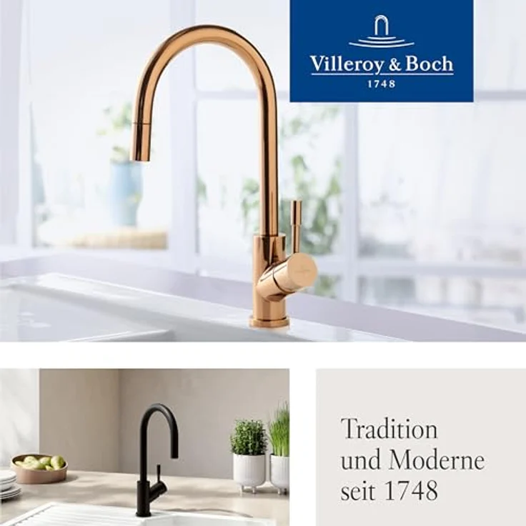 Villeroy & Boch Küchenarmatur Umbrella Flex, Einhebelmischer mit schwenkbarem Auslauf und Schlauchbrause, Bronze – Bild 8