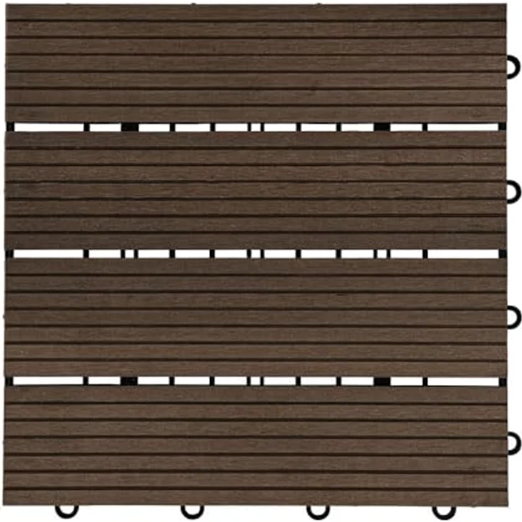 Home Deluxe WPC Klickfliese BAVARO, Dunkelbraun, 3 m², 11 Fliesen à 30 x 30 cm, pflegeleicht und wetterbeständig, Klicksystem für einfache Verlegung – Bild 1