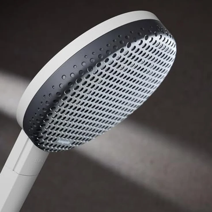 hansgrohe Raindance Alive Select S, Wassersparende Duschbrause mit Anti-Kalk, 3 Strahlarten, 125 mm, mattweiss mit grafiter Strahlplatte – Bild 6