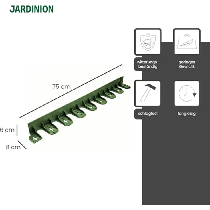 Jardinion Rasenkante Beeteinfassung aus 100% recyceltem PE/PP, flexible Umrandung für Gartenbeete und Kiesbeete, witterungs- und UV-beständig – Bild 2