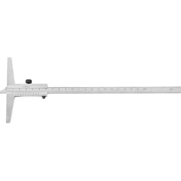Forum Tiefenmessschieber gerade 500 mm, rostfreier Stahl, Genauigkeit nach DIN 862, analoge Skala mit Laser-Skalierung, inklusive Holzetui