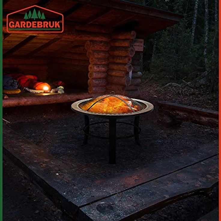 Deuba Feuerstelle Mosaik Fuego rund 76cm Feuerrost Funkenfluggitter Abdeckung Feuerschale Feuerkorb Steinoptik – Bild 6