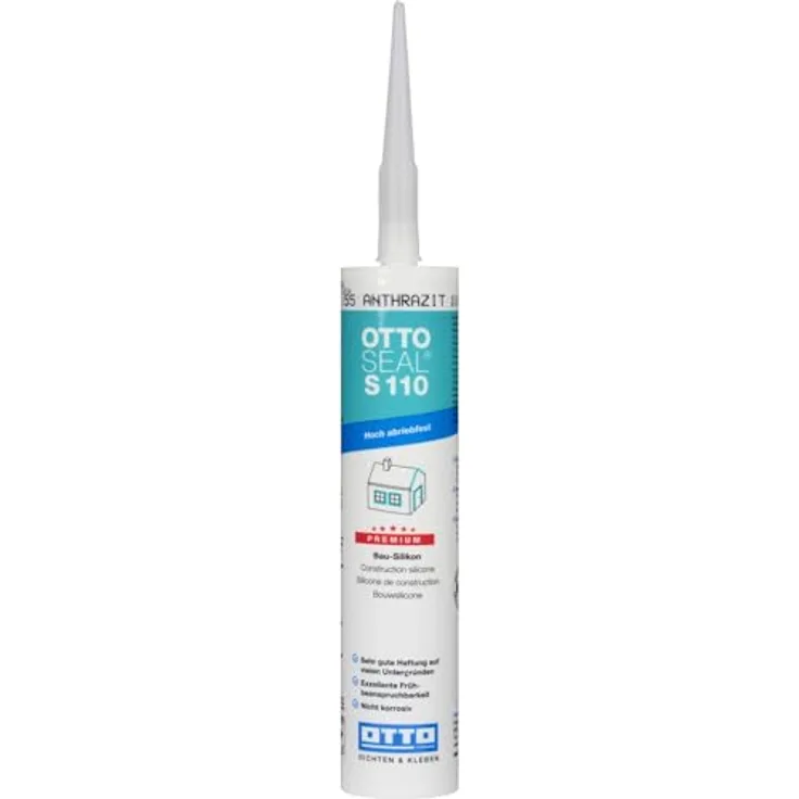 OTTOSEAL S 110 Premium-Bau-Silikon 310 ml Kartusche in anthrazit - Hoch abriebfest, sehr gute Haftung, exzellente Frühbeanspruchbarkeit