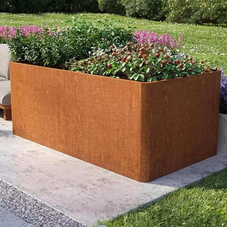 GFP PRIMEYARD Cortenstahl Hochbeet Mario 200x107x80 cm, Wetterfest & langlebig, Rost-Optik – Bild 2