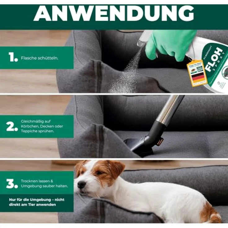 Silberkraft Insektenspray Flohspray Textil & Umgebung 500 ml, gezielte Flohbekämpfung für Textilien & Umgebung, inkl. E-Book mit Tipps zur Vorbeugung – Bild 5