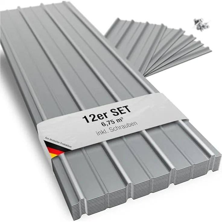 BRAVO International SMART Cover Set H12 Plus, 12 x Trapez-Abdeckblech 125 x 45 cm, 6,75 m², Stärke 0,35 mm, inkl. Schrauben, Weißaluminium – Bild 7