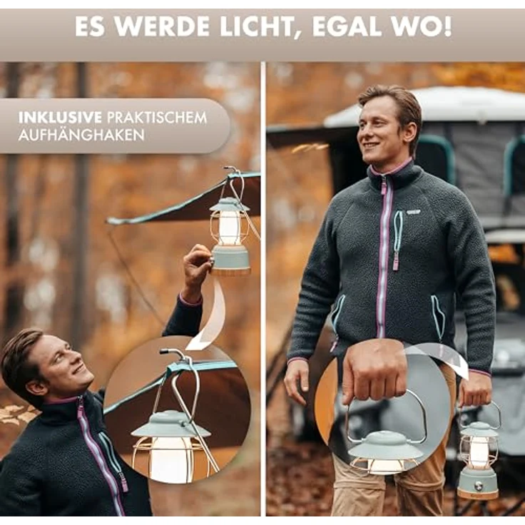 NATURBUMMLER Campinglampe aufladbar mit Powerbank [LUX Secure+], IPX4 wasserdicht, dimmbar, 5200 mAh Akku für 200h Leuchtkraft, LED Zeltlampe für Outdoor-Aktivitäten – Bild 3