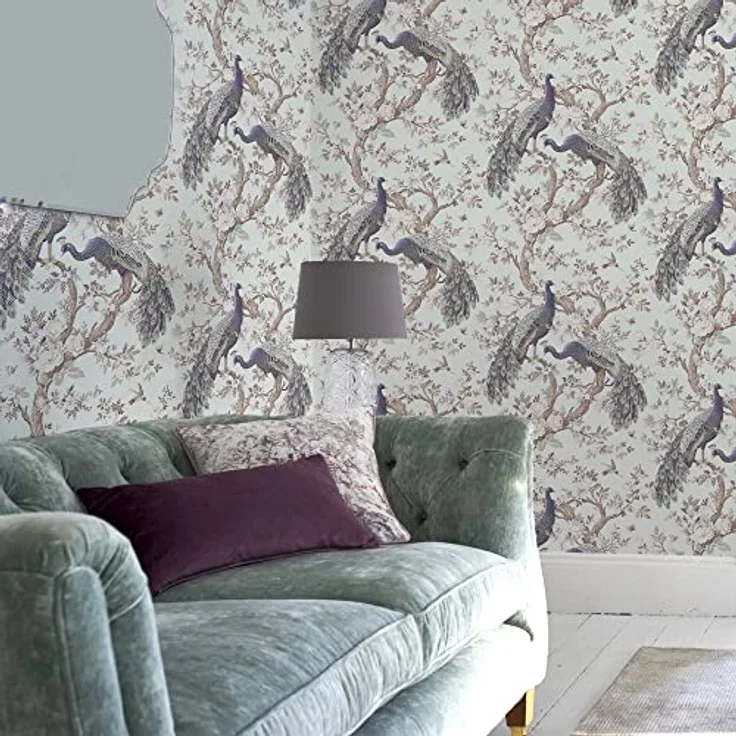 Laura Ashley Belvedere Duck Egg Tapete, abziehbare Vliestapete mit "Paste the Wall" Anwendung, 64 cm Musterwiederholung – Bild 4
