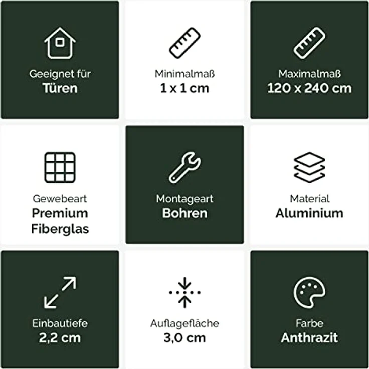 Nematek Premium Insektenschutz Schiebetür - Fliegengitter Schiebetüren für Terrassentüren als Bausatz - Fliegengitter Balkontür Schiebetür in 120 x 240 cm, anthrazit – Bild 2