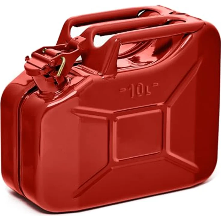 BW® Kraftstoffkanister Metall Benzinkanister 10 Liter - Rot - TÜV-geprüft, UN-Zulassung - Made in Europe, pulverbeschichtet, große Ausgießer – Bild 1