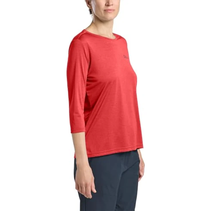 Jack Wolfskin Crosstrail 3/4 T-Shirt für Damen, leichtes und atmungsaktives Trainingston in Rot, Größe M – Bild 1