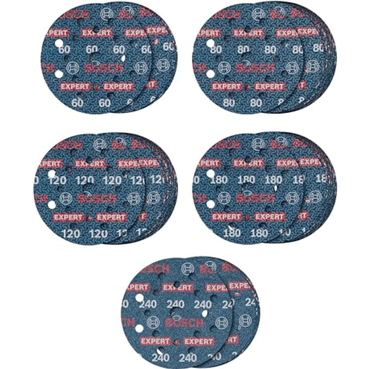 Bosch 55x EXPERT O780 Folienschleifscheiben-Set, Ø 125 mm, 55-tlg. mit verschiedenen Körnungen für Hartholz und Farbe auf Holz – Bild 1