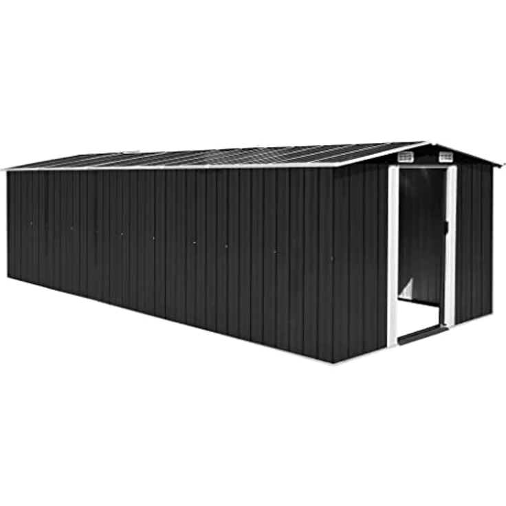 vidaXL Gerätehaus 257x580x181cm Metall Anthrazit Gartenhaus Geräteschuppen Schuppen Gartenschuppen Lagerschuppen Werkzeugschuppen Gartenaufbewahrung – Bild 1