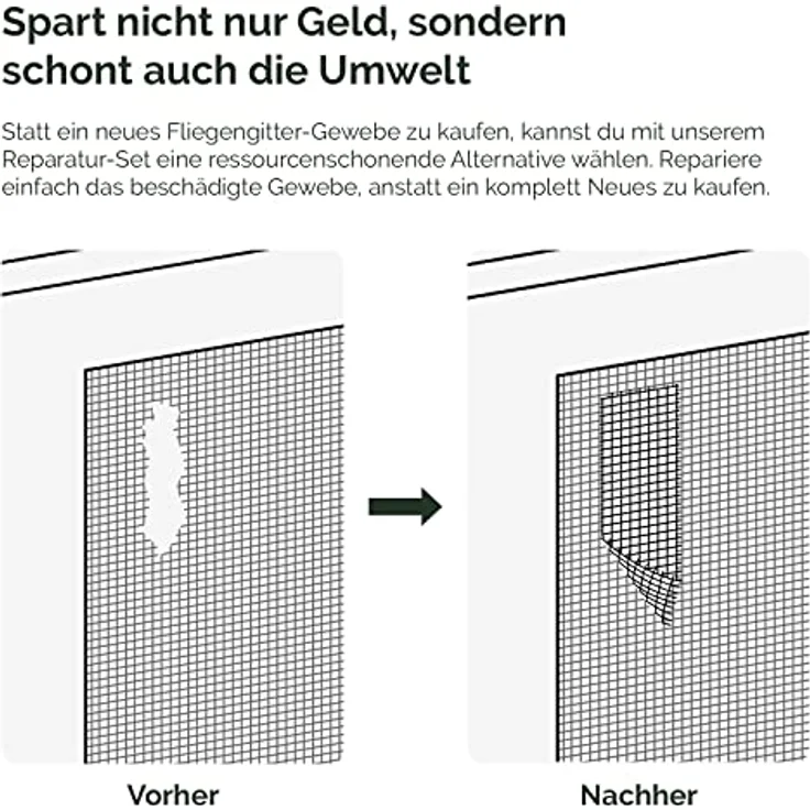 Nematek - Fliegengitter Reparatur Set - Fliegengitter Reparatur Klebeband - Reparaturband für Moskitonetz, Insektenschutz Tür und Fliegengitter Fenster - in verschiedenen Farben (Schwarz) – Bild 5
