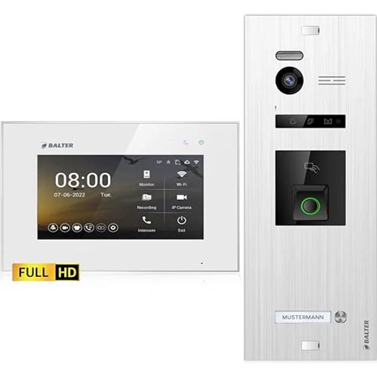 Balter Video-Türsprechanlage EVO HD Fingerprint und RFID für 1 Familienhaus, 1x Monitor (Full HD Kamera 175° Ultraweitwinkel) – Bild 1