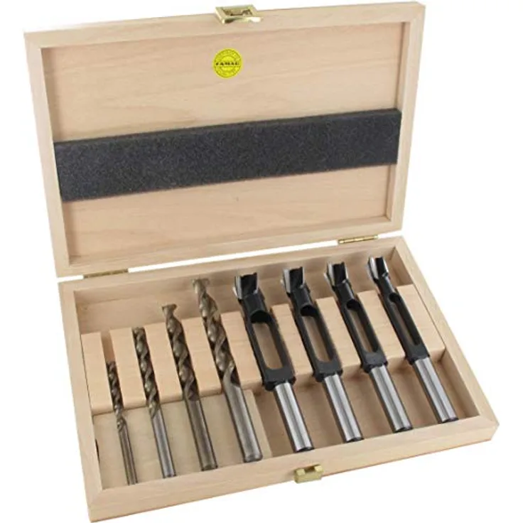 FAMAG Scheibenschneider-Holzspiralbohrer-Satz, 8-teilig, Ø 6-12 mm, Premiumqualität mit Roboterschliff und 2-fach hinterschliffenen Hauptschneiden