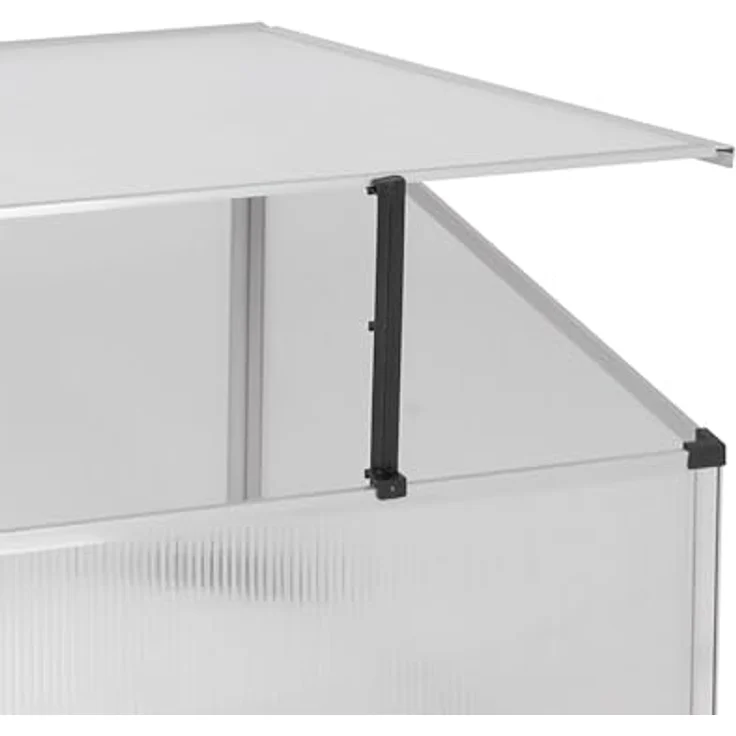 Spetebo Frühbeetkasten mit Aluminium Rahmen - Kleines Gewächshaus - 100 x 60 cm - Polycarbonat Treibhaus Kasten Gemüsebeet Abdeckung - Transparent – Bild 3