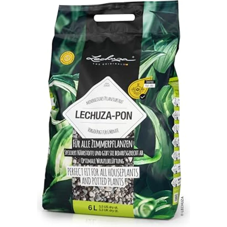 LECHUZA PON Pflanzsubstrat, 6 l, Mineralgestein, Allergiker geeignet, Inklusive Langzeitdünger, Alternative zu herkömmlicher Erde, 19561 – Bild 2