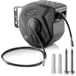 STAHLWERK Druckluftschlauch Automatik-Aufroller DA-10 ST, 10+1 m mit Aufroll-Automatik, Wandmontage-Set, robustes Kunststoffgehäuse, 180° Schwenkbereich