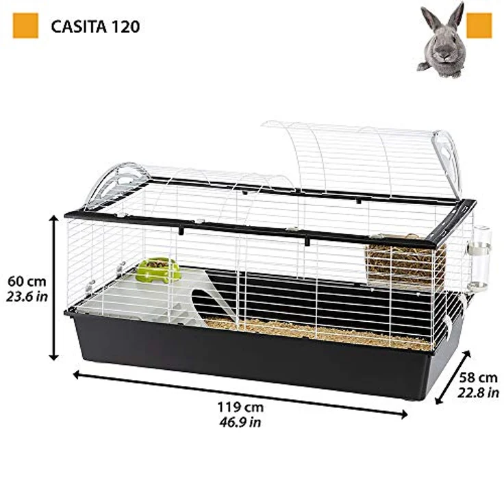 Ferplast Nagetierkäfig CASITA 120 für Kaninchen, Meerschweinchen, aus Metall, inkl. Zubehör, 119x58xh60cm – Bild 2