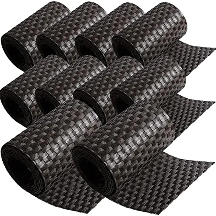 10 x Poly-Rattan Sichtschutzstreifen für Doppelstabzaun Doppelstab Matten Flechtzaun 19|255 cm Dunkelbraun