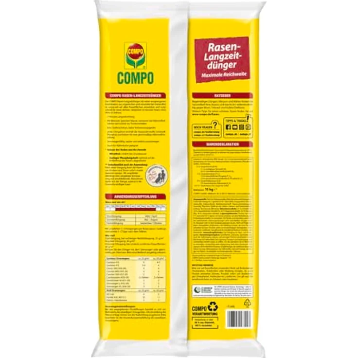 COMPO Rasendünger Premium, 10 kg für 400 m², 3 Monate Langzeitwirkung, tierfreundlich, ideal für Frühjahr und Sommer – Bild 2