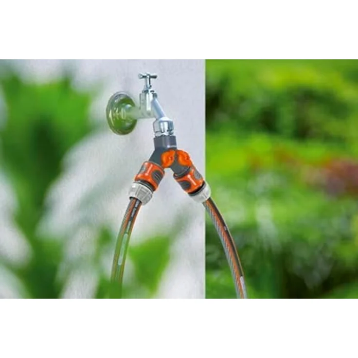 GARDENA 2-Wege-Ventil: Wasserverteiler für Wasserhahn mit 26.5 mm (G 3-4 Zoll) Gewinde, für gleichzeitigen Anschluss von zwei Geräten, beide Ausgänge regulierbar (938-20) Bewässerungszubehör – Bild 6