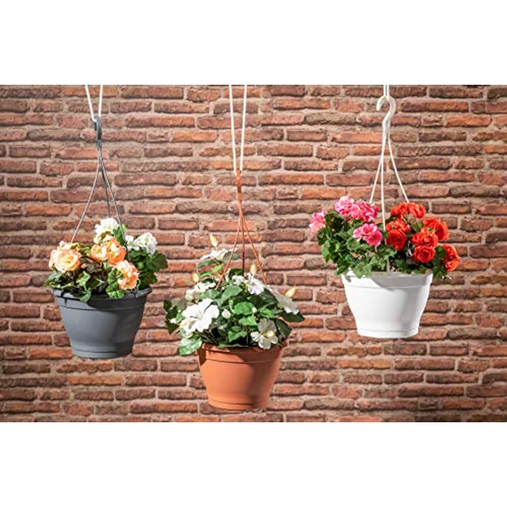 greemotion Blumenampel Lea, Kunststoff-Hängeblumentopf in Weiß, Ø 25 cm – Bild 3