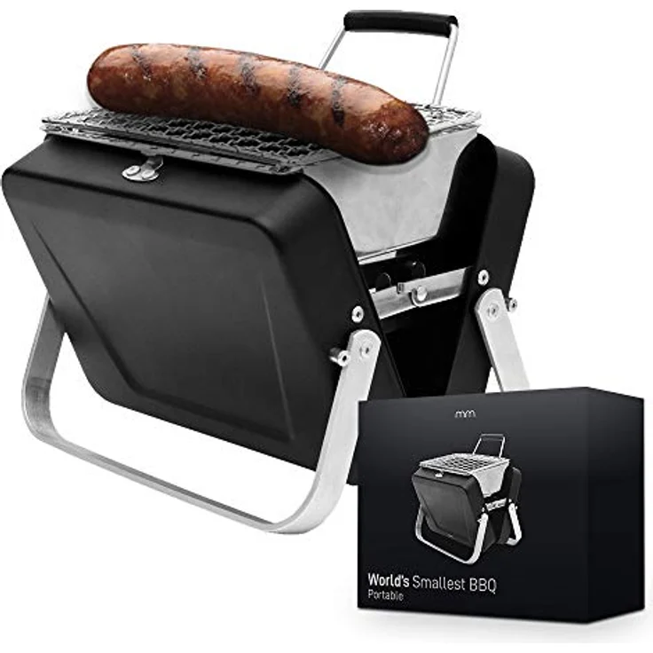 MikaMax Kleiner tragbarer, faltbarer Touristengrill in einer Tragetasche, BBQ in Form einer Aktentasche, weltweit kleinster BBQ - Holzkohlegrill – Bild 4