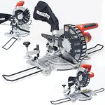 HECHT Kappsäge 1400 Watt, elektrische Gehrungssäge mit Schnitttiefe 55 cm, -45° bis +45° Winkelverstellung, LED Schnittlinien-Laser, Staubfangbeutel, Aluminium Tisch